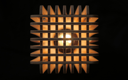Mathieu Ménard © Designed box-lamp - Wood RVS - Edison led
