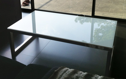 meuble metal : table basse inox verre, artisanat d'art